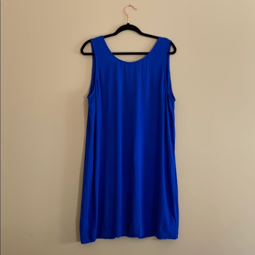 Blue button-back dress